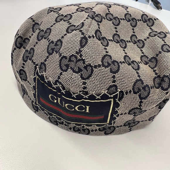 Navy Blue & Beige Gucci GG Flat Cap Large Imported - Picture 3 of 3
